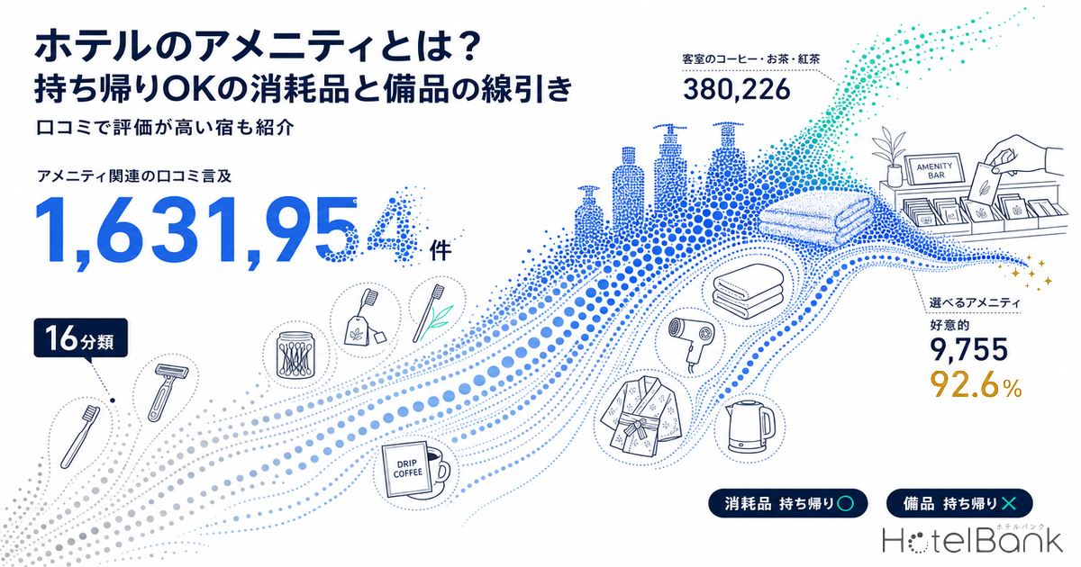 ホテルのアメニティとは？持ち帰りOKの消耗品と備品の線引き｜口コミで評価が高い宿も紹介