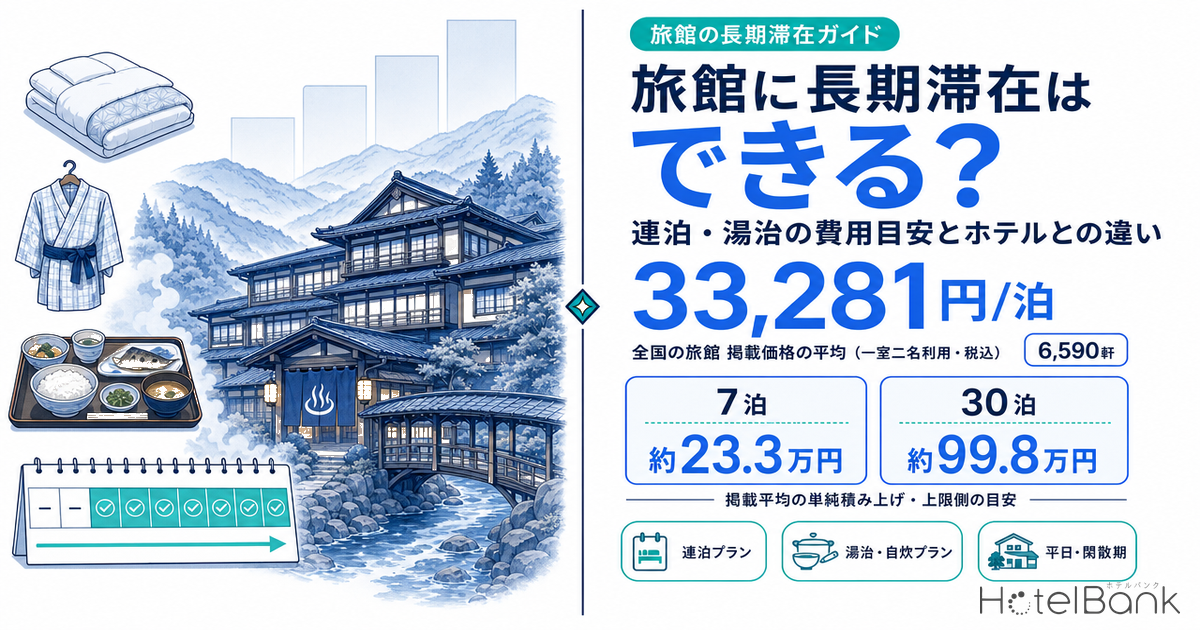 旅館に長期滞在はできる？連泊・湯治の費用目安とホテルとの違い
