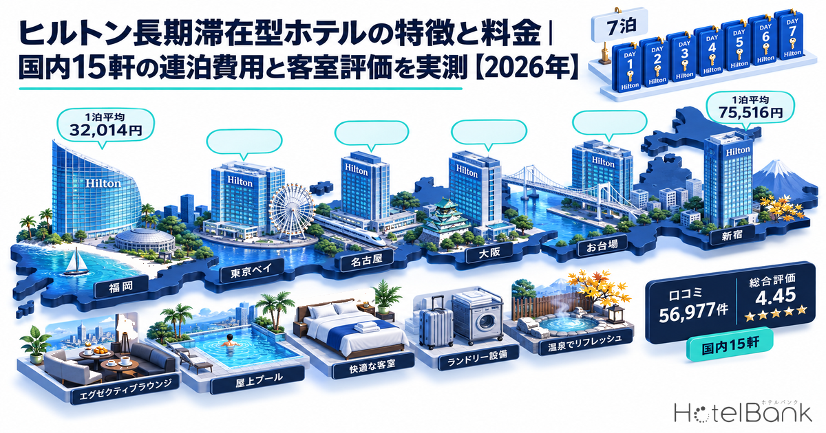 ヒルトン長期滞在型ホテルの特徴と料金｜国内ヒルトン系の連泊費用と客室評価を実測【2026年】